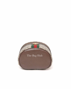 Gucci Beige Ebony Leather Canvas Monogram GG Supreme New Acero Web Ophidia Vanity Cosmetic Case