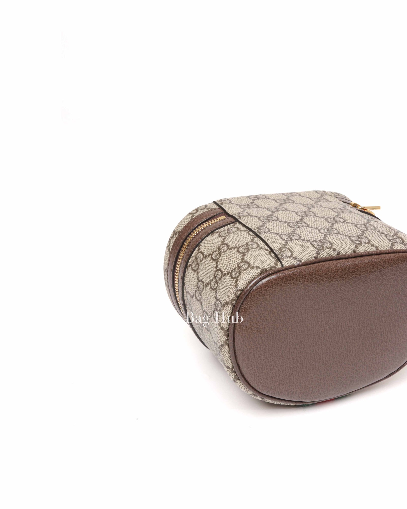 Gucci Beige Ebony Leather Canvas Monogram GG Supreme New Acero Web Ophidia Vanity Cosmetic Case