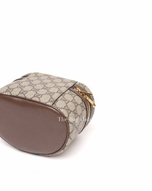 Gucci Beige Ebony Leather Canvas Monogram GG Supreme New Acero Web Ophidia Vanity Cosmetic Case