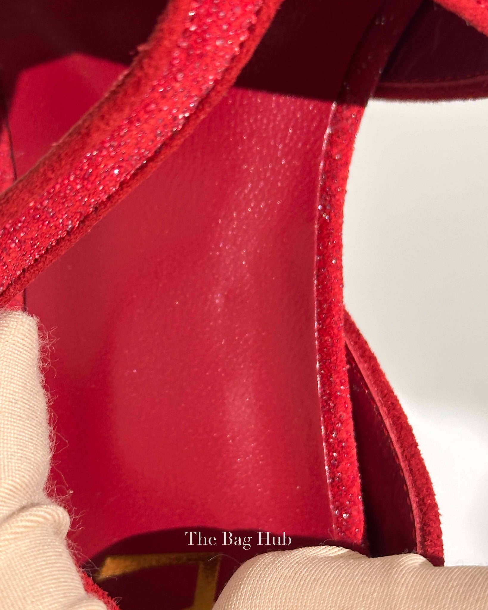 Saint Laurent Red Suede Glitter Tribute Sandals Size 37