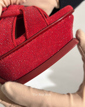 Saint Laurent Red Suede Glitter Tribute Sandals Size 37