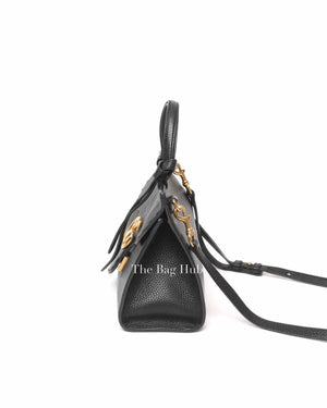 Gucci Black Leather GG Marmont Top Handle Bag