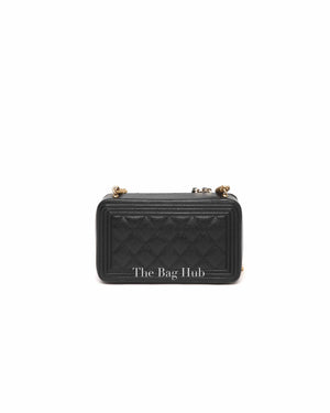 Chanel Black Caviar Boy Zip Around Wallet on Chain GHW