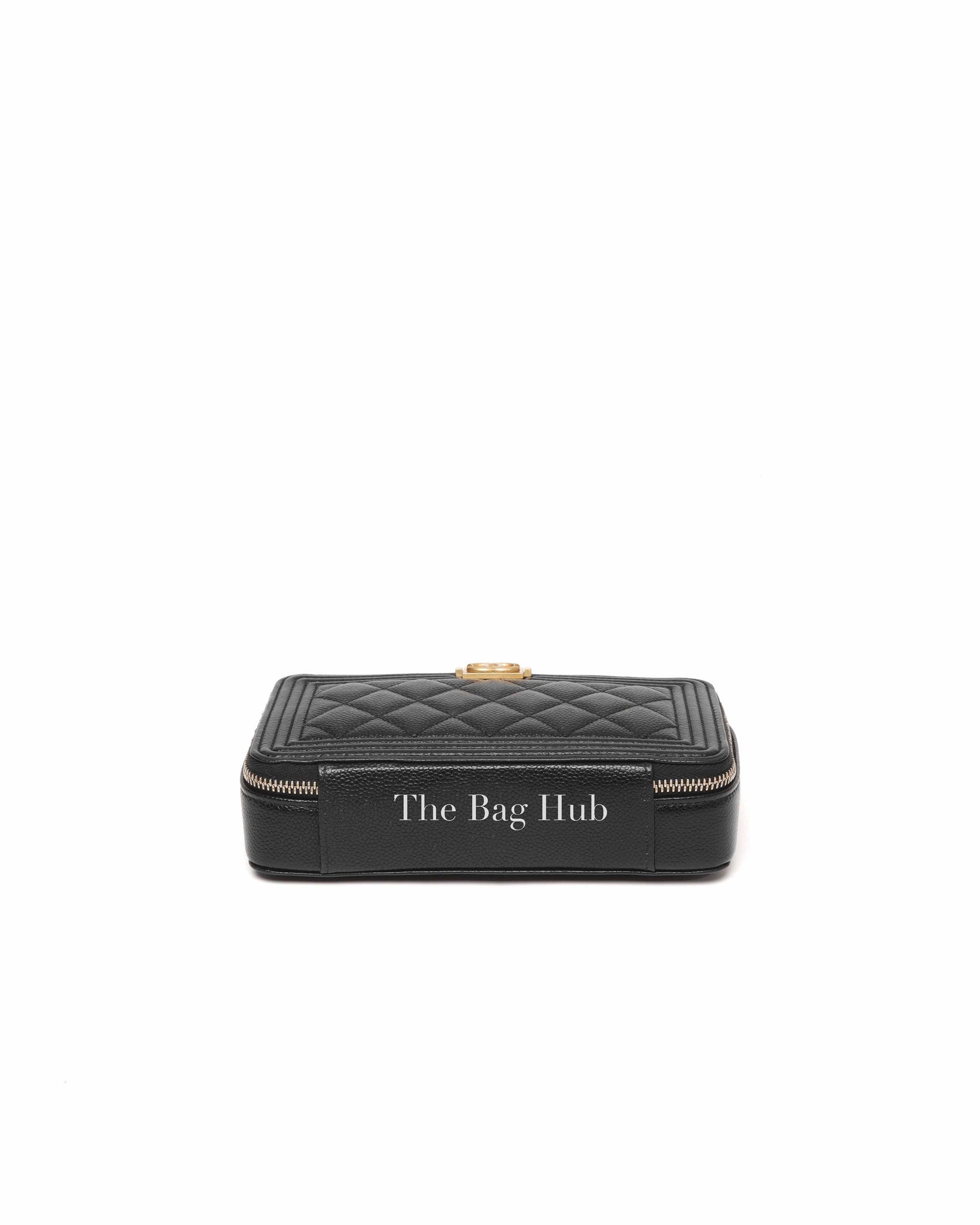 Chanel Black Caviar Boy Zip Around Wallet on Chain GHW