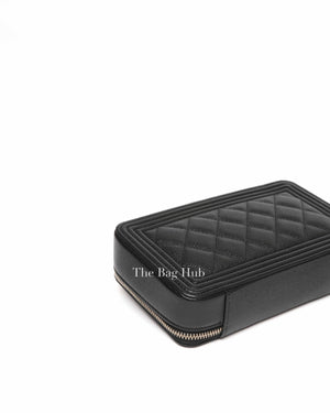 Chanel Black Caviar Boy Zip Around Wallet on Chain GHW