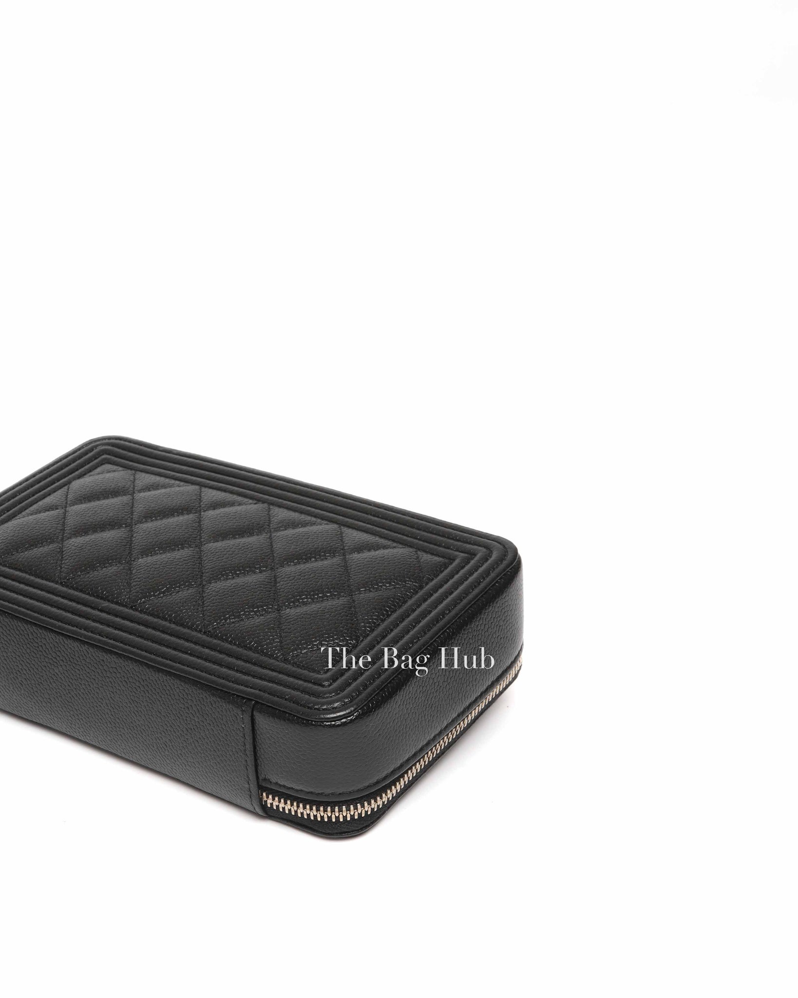 Chanel Black Caviar Boy Zip Around Wallet on Chain GHW