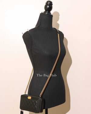 Chanel Black Caviar Boy Zip Around Wallet on Chain GHW