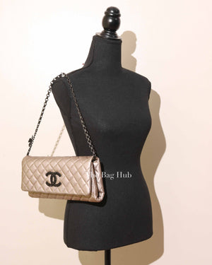 Chanel Metallic Quilted Leather Butterfly Chain Clutch Bag