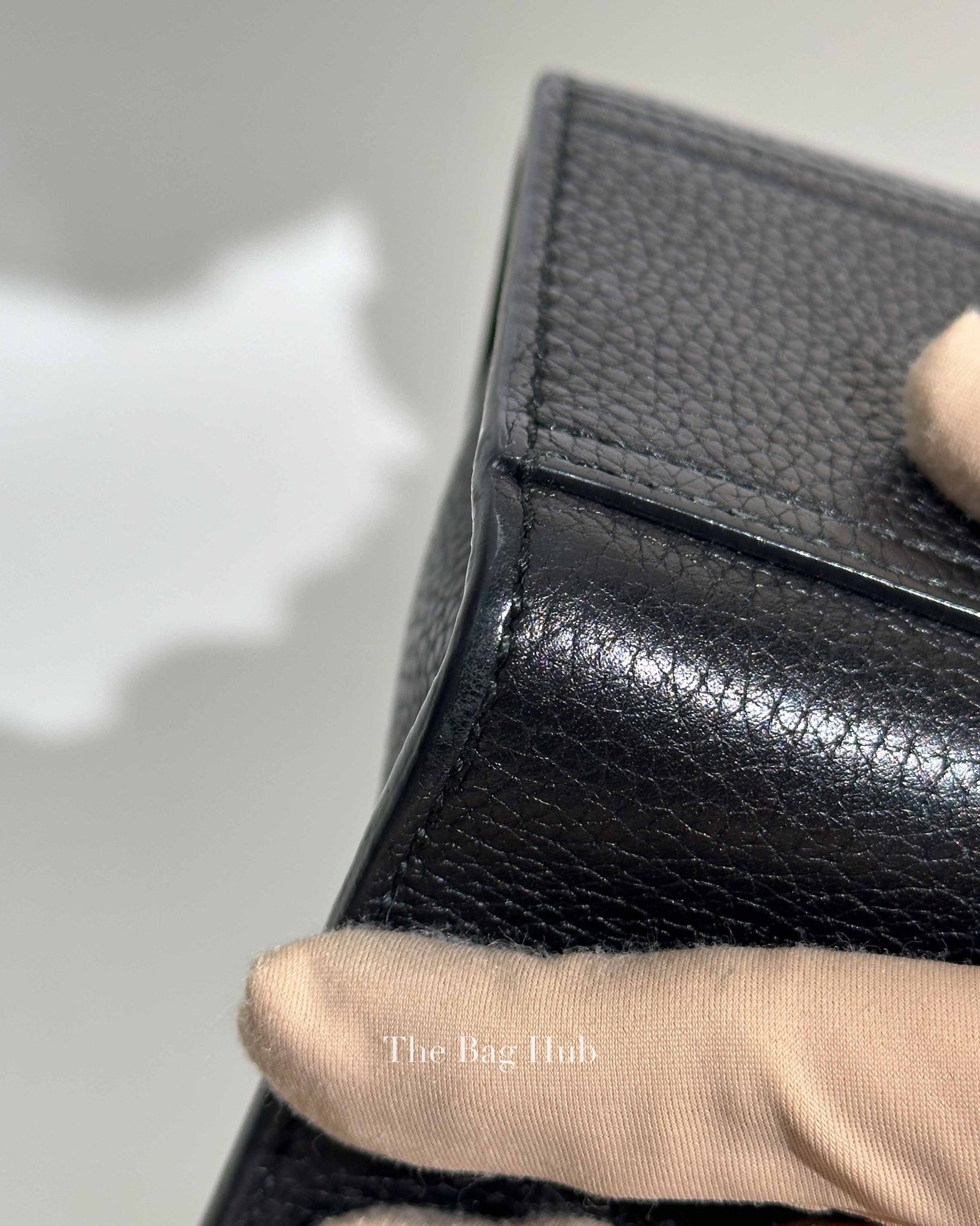 Gucci Black Leather GG Marmont Top Handle Bag