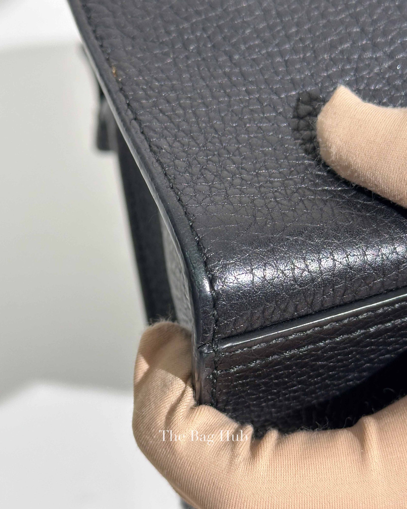 Gucci Black Leather GG Marmont Top Handle Bag