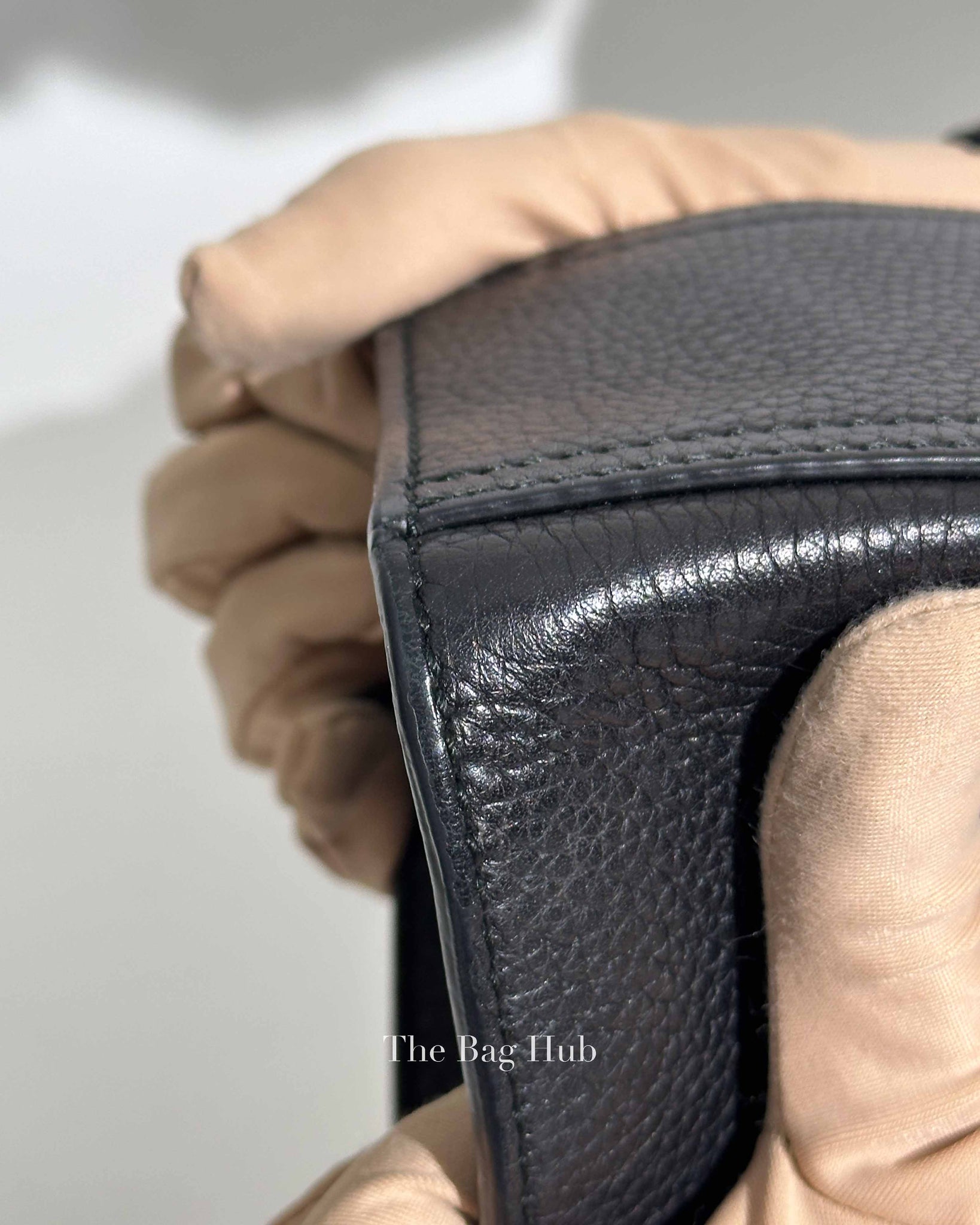 Gucci Black Leather GG Marmont Top Handle Bag