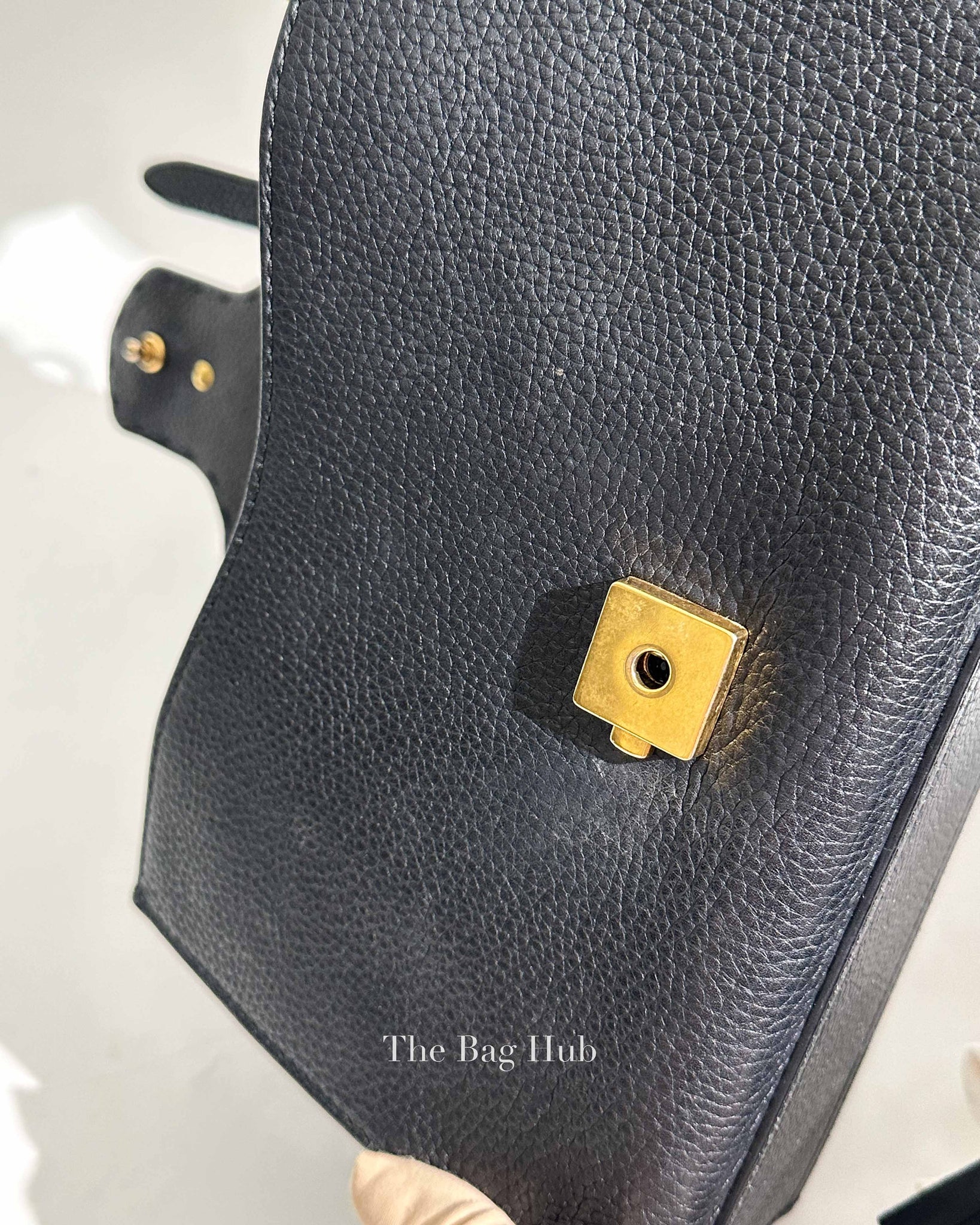 Gucci Black Leather GG Marmont Top Handle Bag