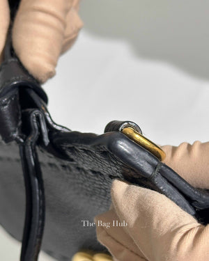 Gucci Black Leather GG Marmont Top Handle Bag