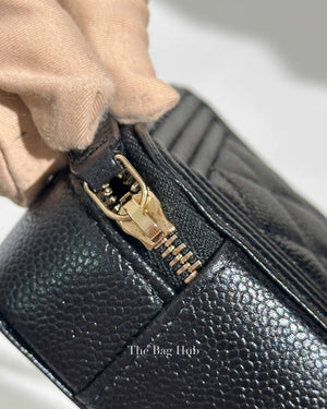 Chanel Black Caviar Boy Zip Around Wallet on Chain GHW
