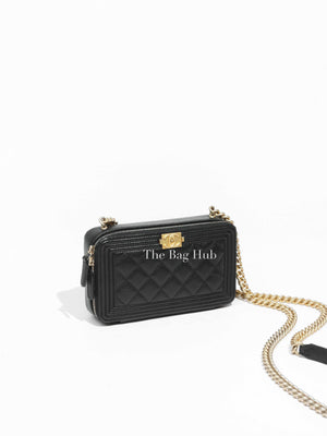 Chanel Black Caviar Boy Zip Around Wallet on Chain GHW