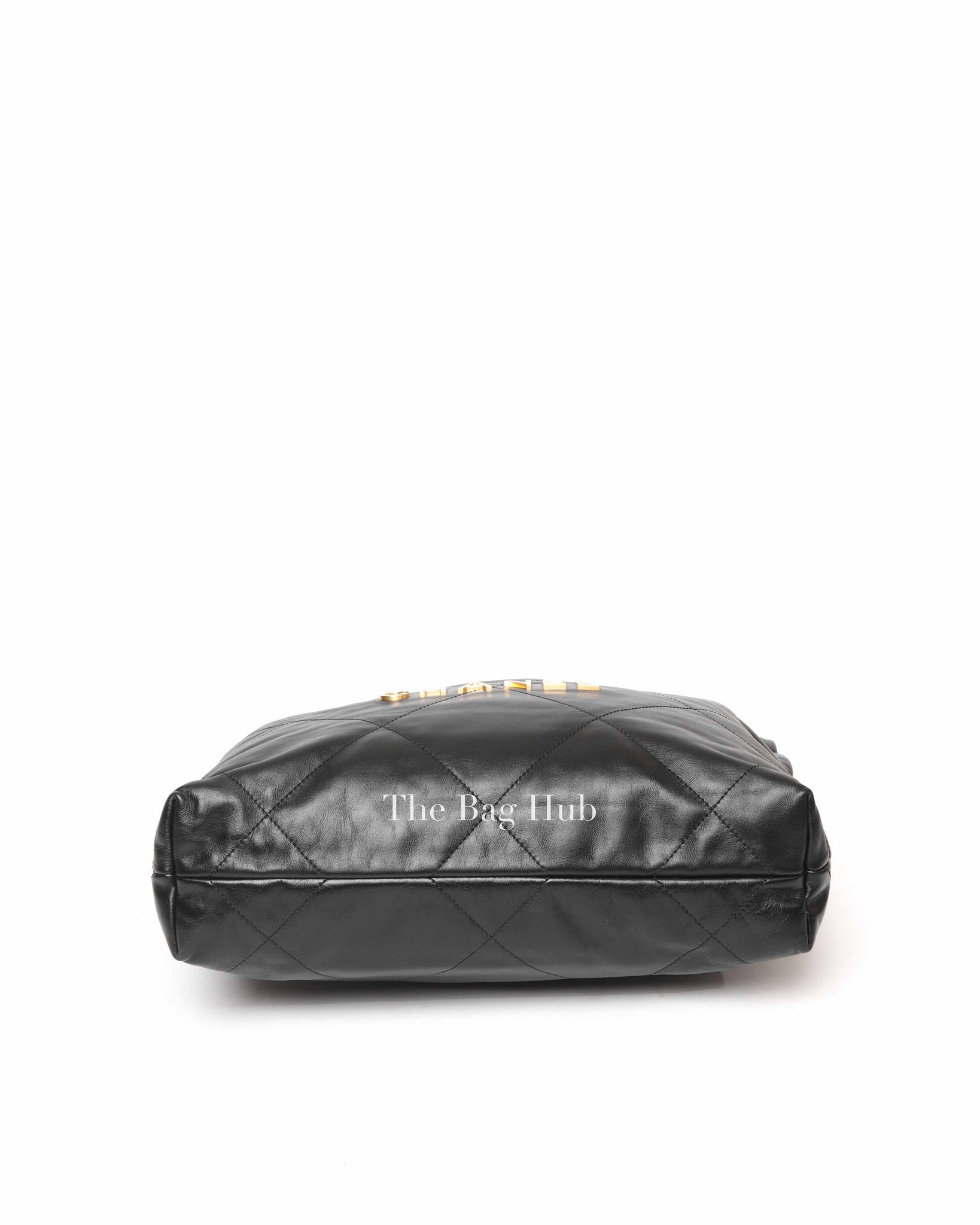 Chanel Black Shiny Calfskin 22 Small Handbag GHW
