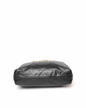 Chanel Black Shiny Calfskin 22 Small Handbag GHW
