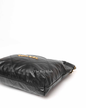 Chanel Black Shiny Calfskin 22 Small Handbag GHW