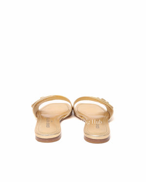 Louis Vuitton Gold Metallic Leather Twist Flat Mules Size 36