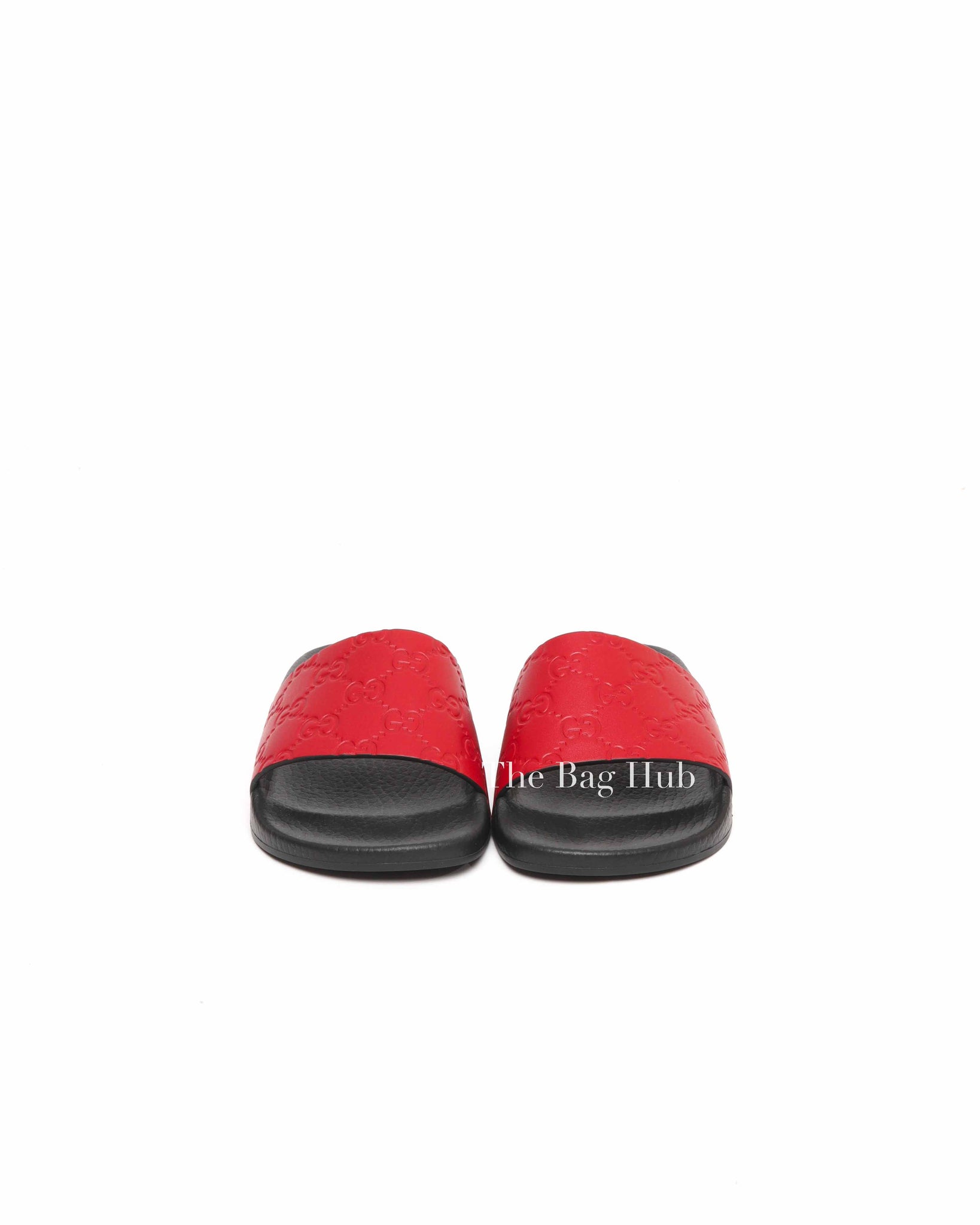 Gucci Red Guccissima Rubber Slides Size 34