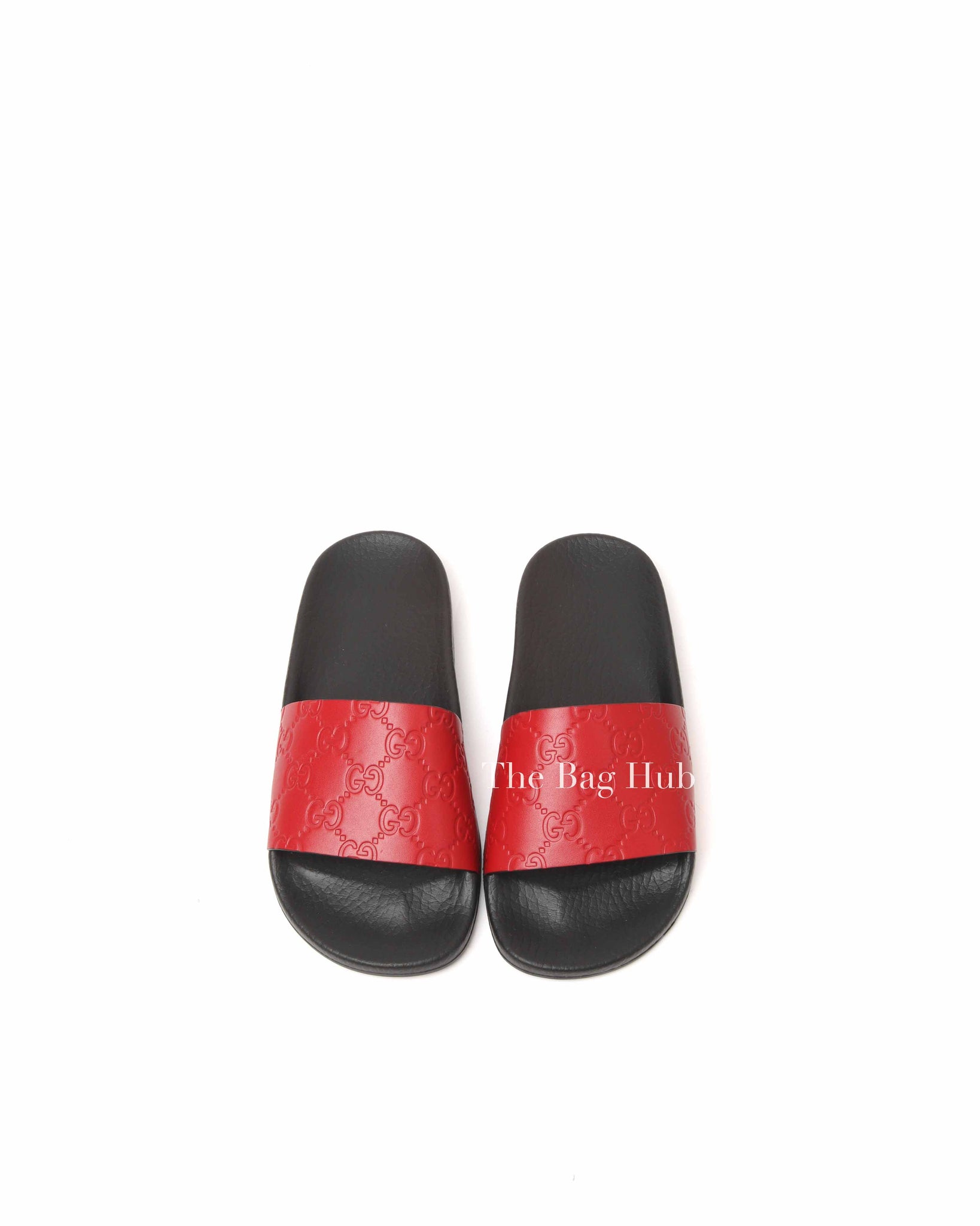 Gucci Red Guccissima Rubber Slides Size 34