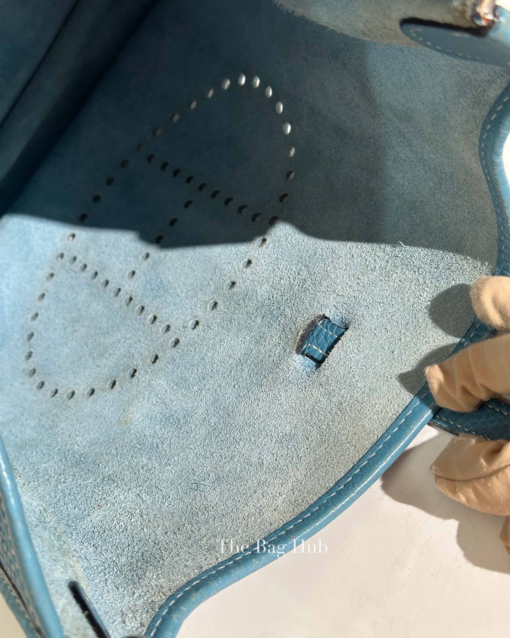 Hermes Blue Leather Evelyne PM Bag PHW
