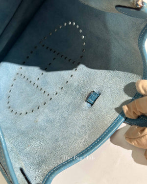 Hermes Blue Leather Evelyne PM Bag PHW