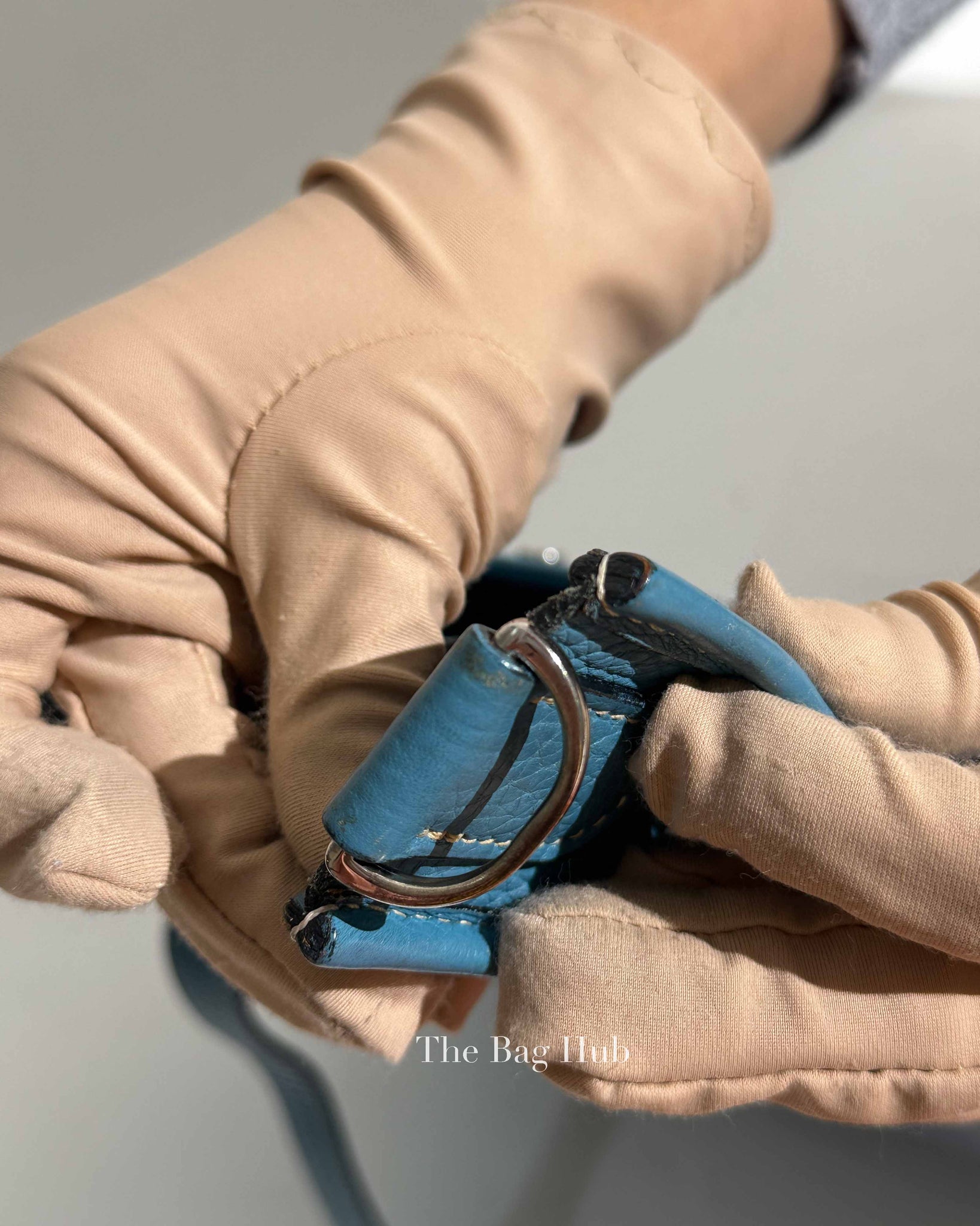Hermes Blue Leather Evelyne PM Bag PHW