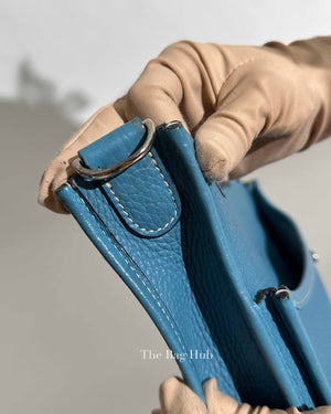 Hermes Blue Leather Evelyne PM Bag PHW