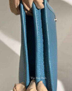 Hermes Blue Leather Evelyne PM Bag PHW