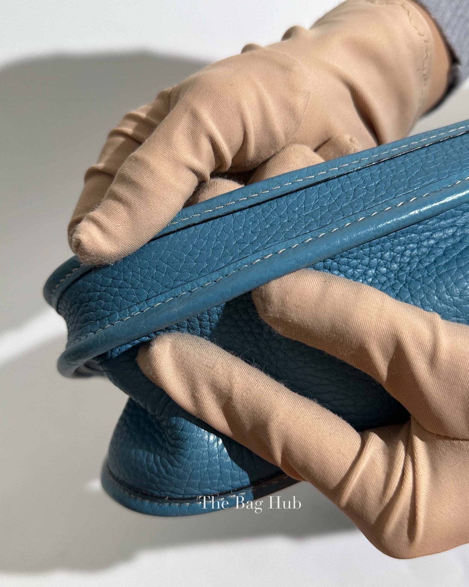 Hermes Blue Leather Evelyne PM Bag PHW