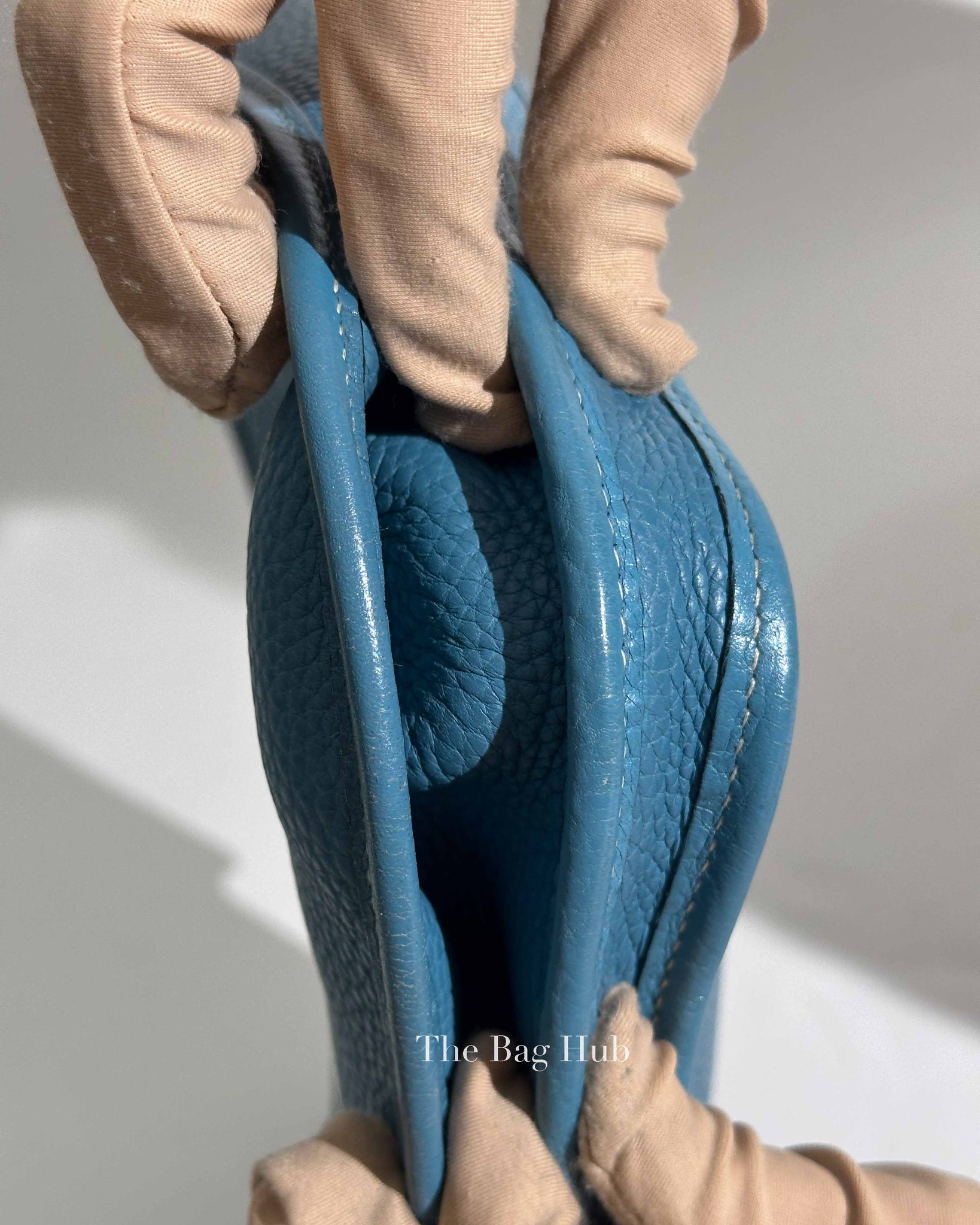 Hermes Blue Leather Evelyne PM Bag PHW