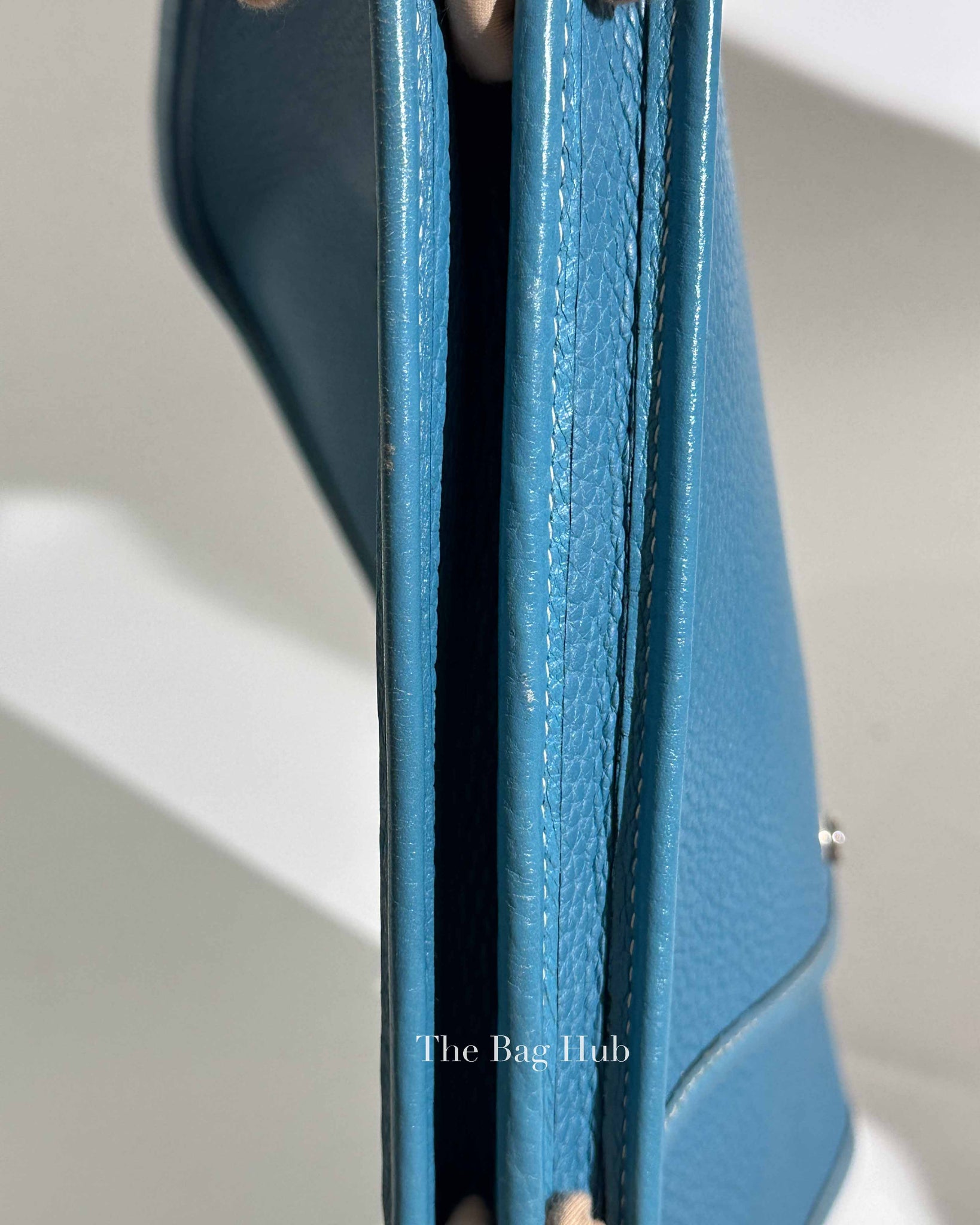 Hermes Blue Leather Evelyne PM Bag PHW