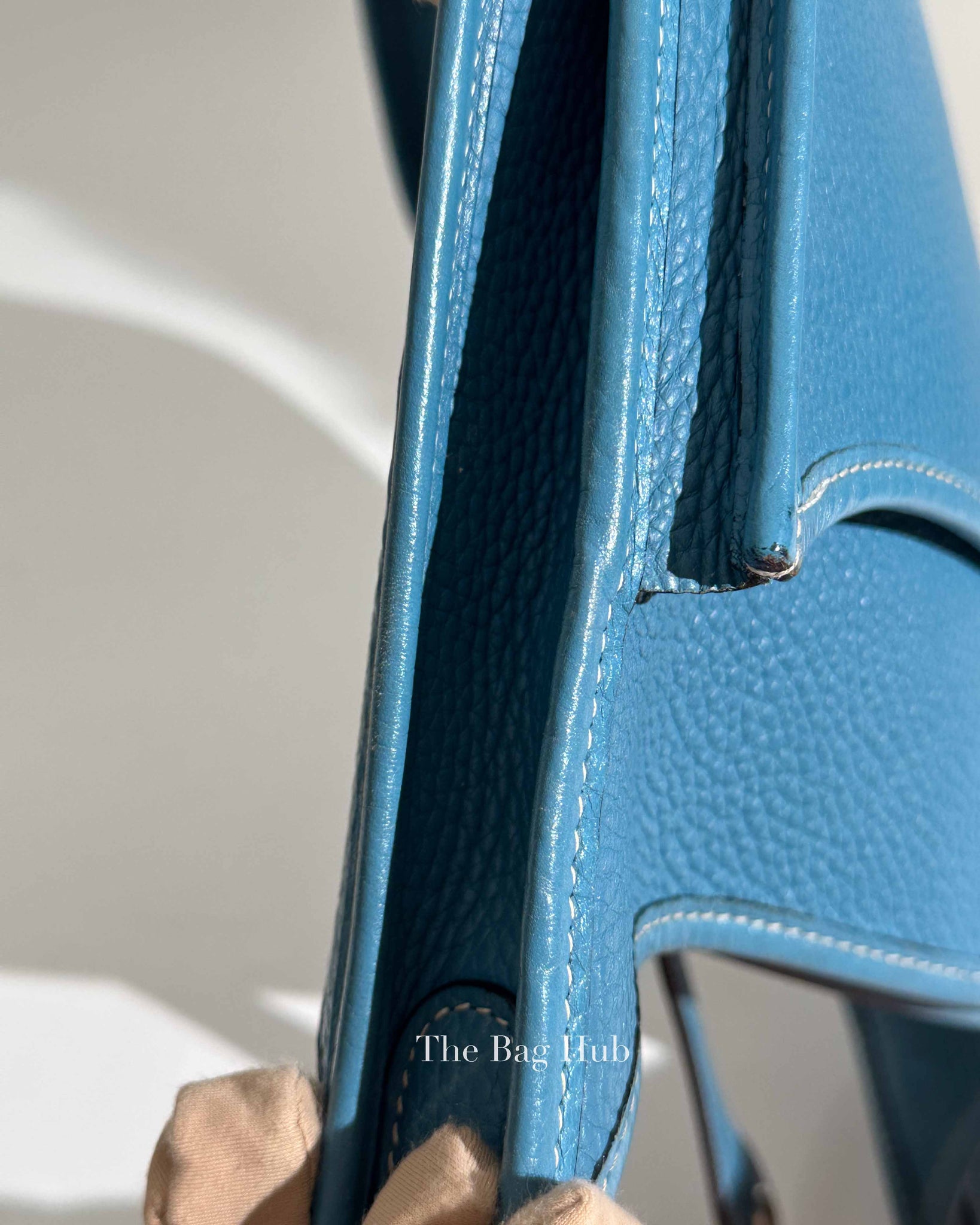 Hermes Blue Leather Evelyne PM Bag PHW