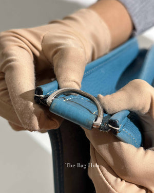Hermes Blue Leather Evelyne PM Bag PHW