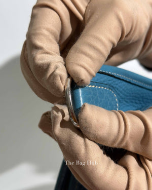 Hermes Blue Leather Evelyne PM Bag PHW