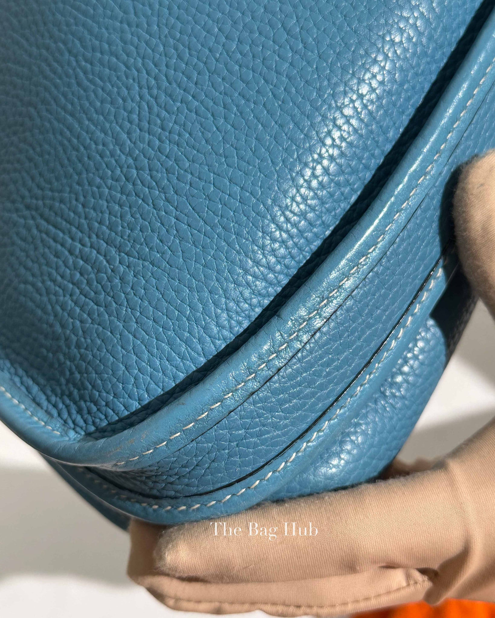 Hermes Blue Leather Evelyne PM Bag PHW