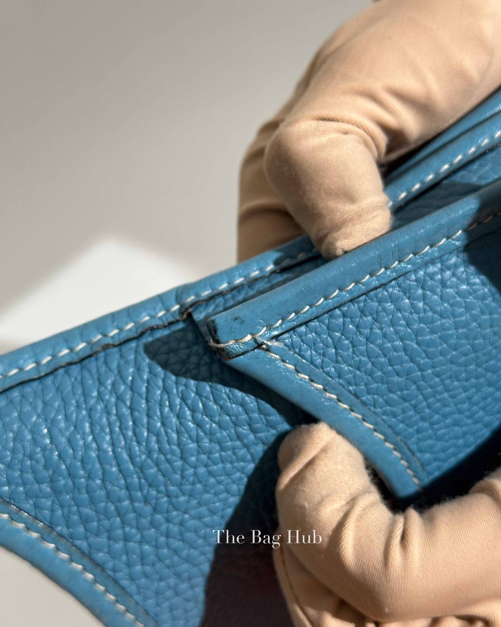Hermes Blue Leather Evelyne PM Bag PHW