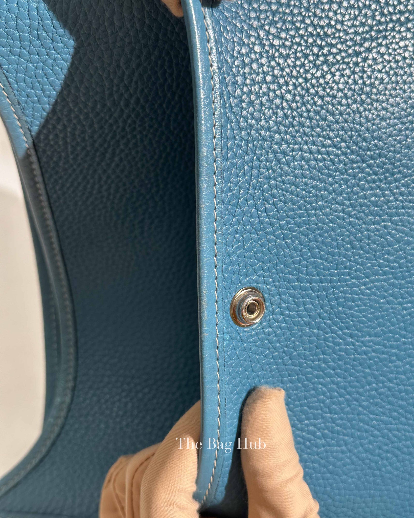 Hermes Blue Leather Evelyne PM Bag PHW