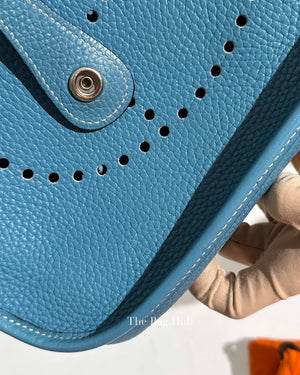 Hermes Blue Leather Evelyne PM Bag PHW