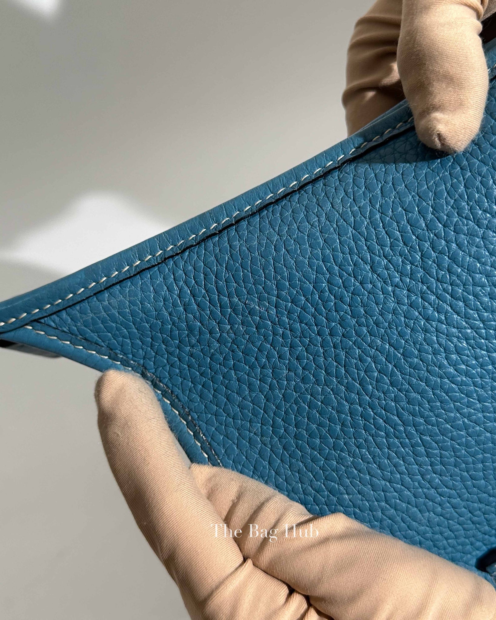 Hermes Blue Leather Evelyne PM Bag PHW