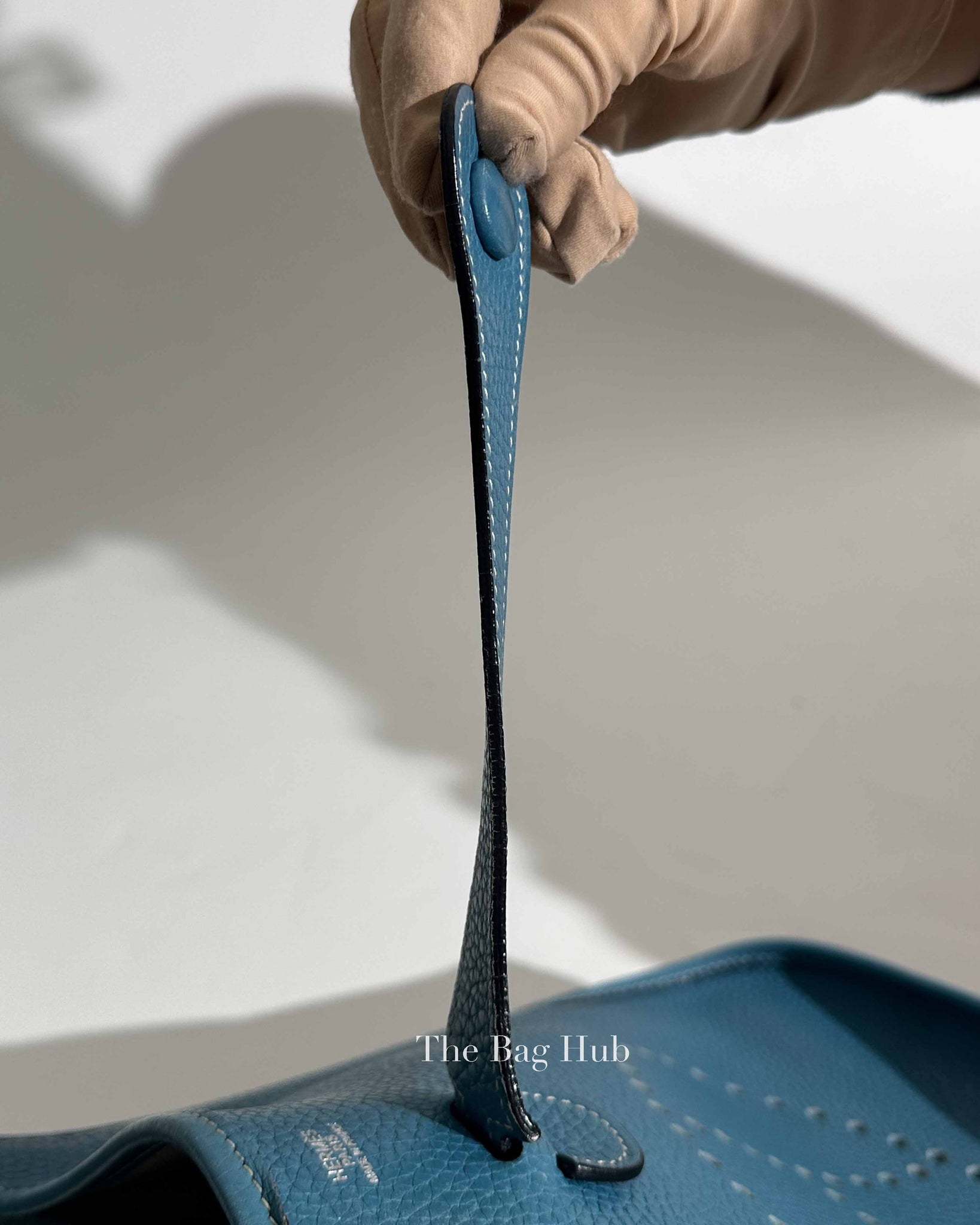 Hermes Blue Leather Evelyne PM Bag PHW