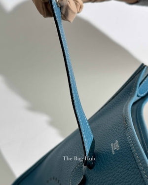 Hermes Blue Leather Evelyne PM Bag PHW