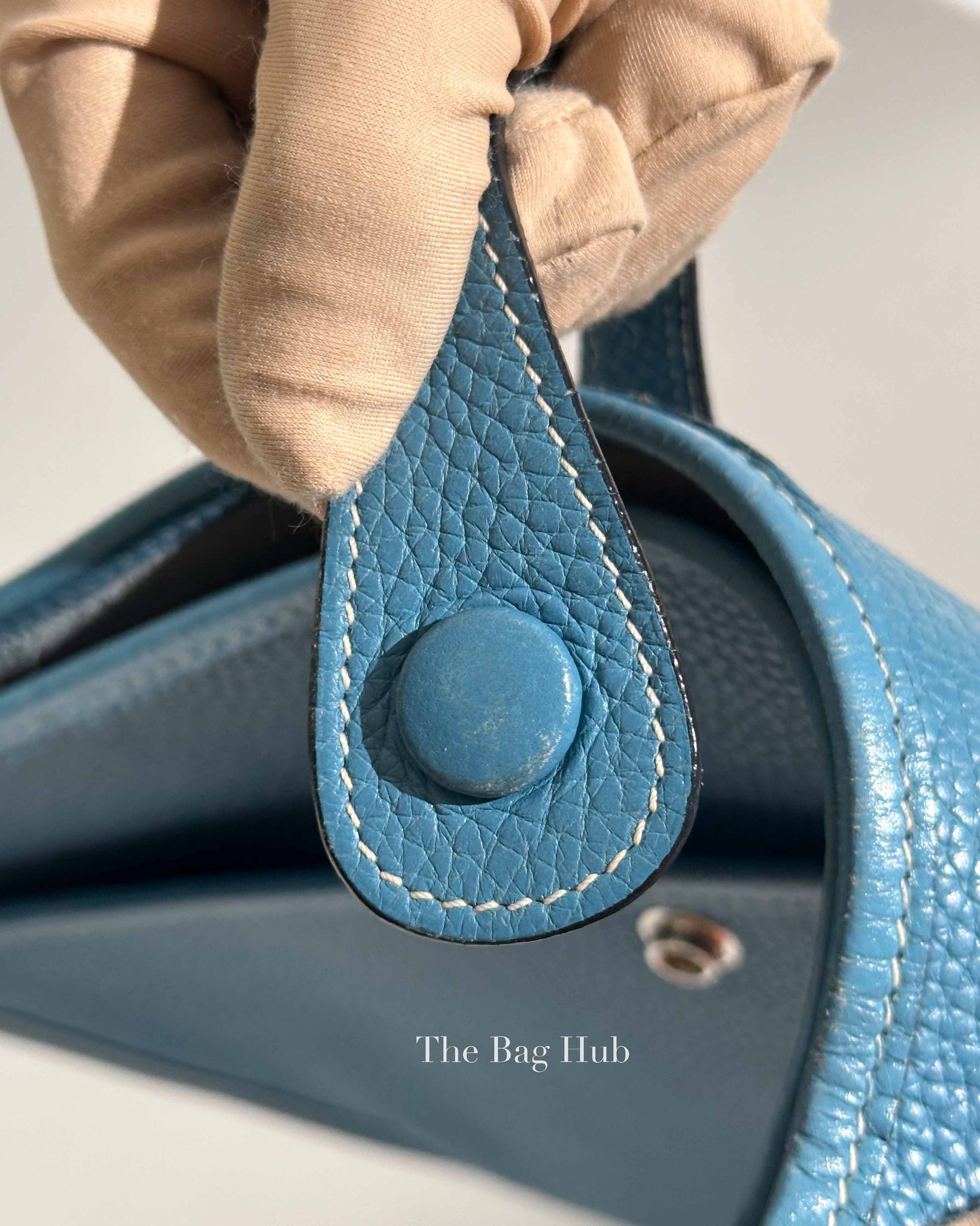 Hermes Blue Leather Evelyne PM Bag PHW