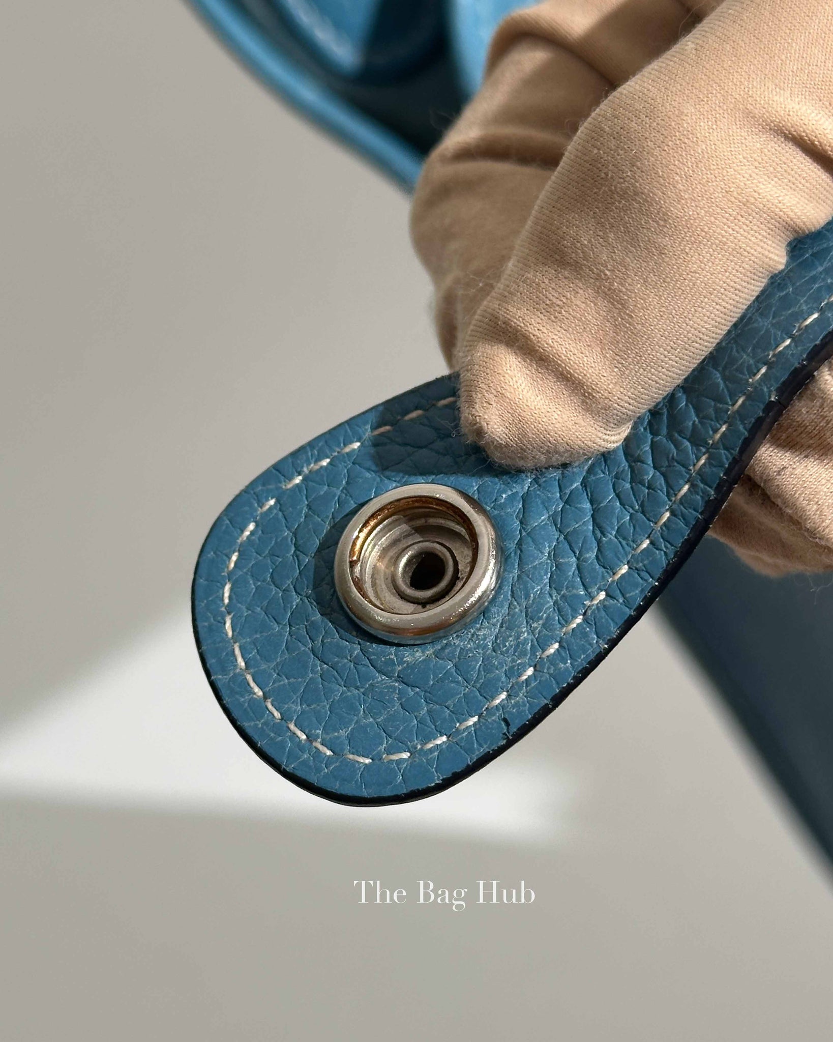 Hermes Blue Leather Evelyne PM Bag PHW