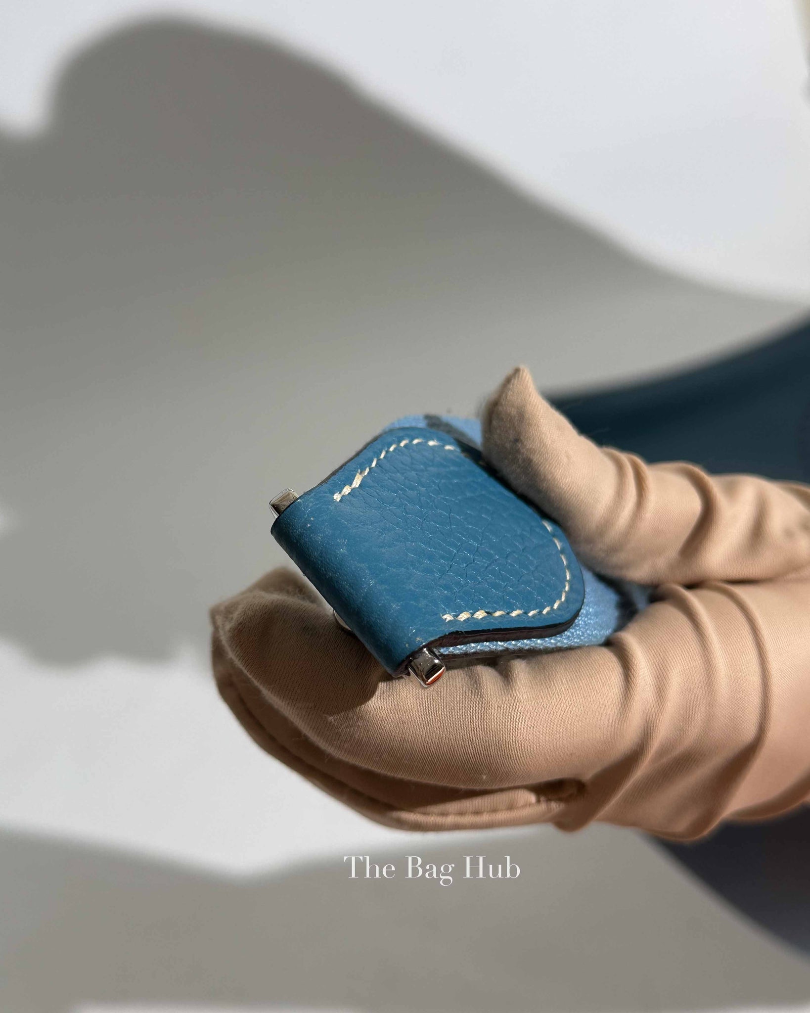 Hermes Blue Leather Evelyne PM Bag PHW
