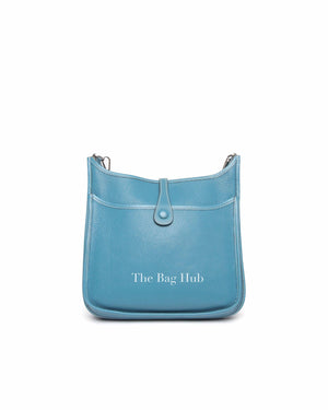 Hermes Blue Leather Evelyne PM Bag PHW