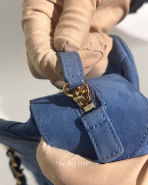 Chanel Blue Quilted Velvet CC Bowling Bag