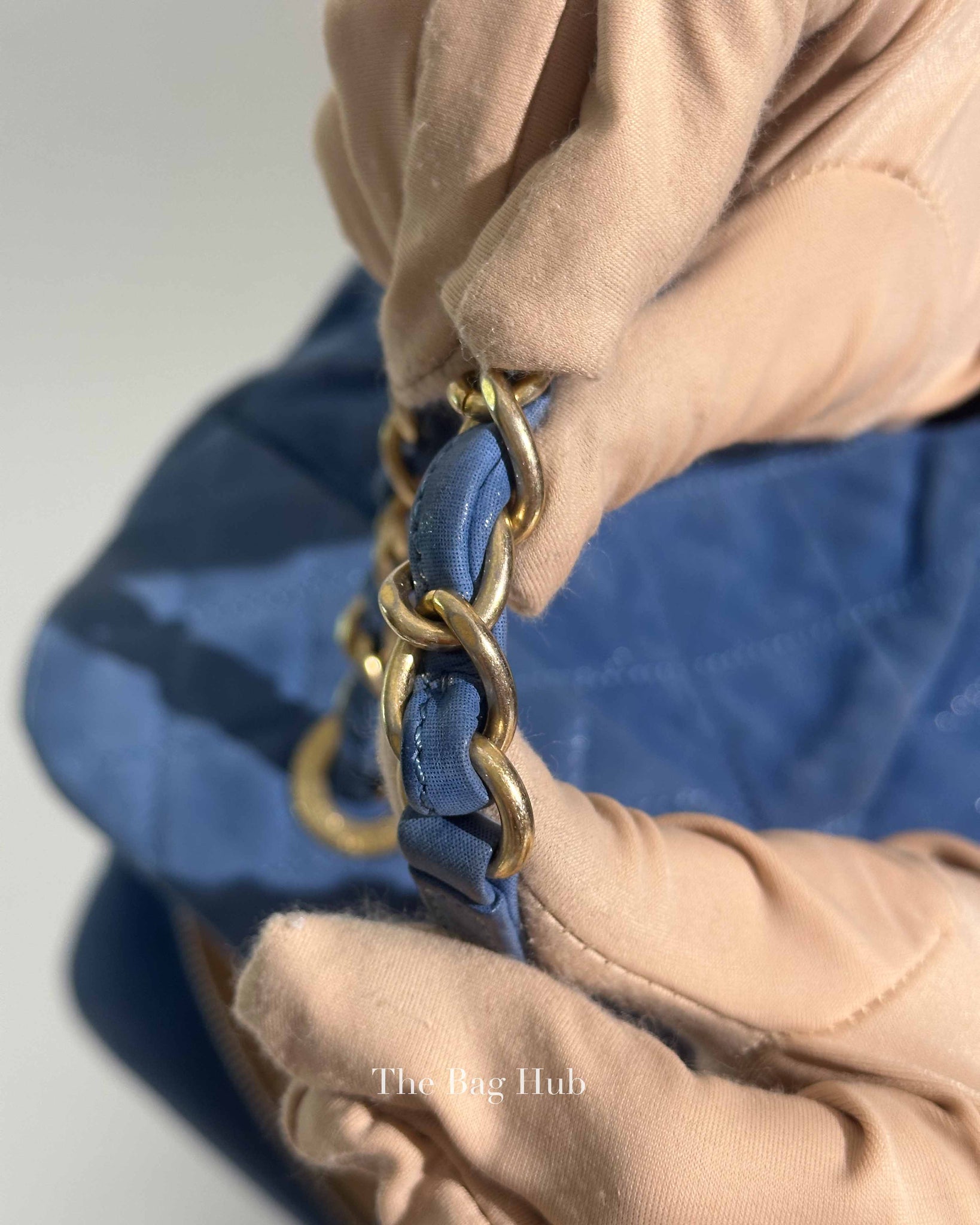Chanel Blue Quilted Velvet CC Bowling Bag
