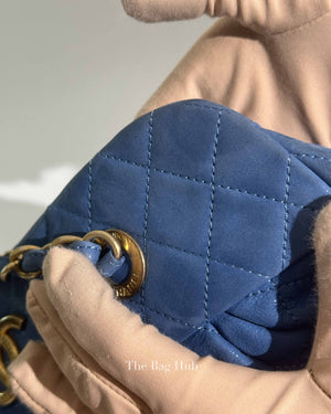 Chanel Blue Quilted Velvet CC Bowling Bag